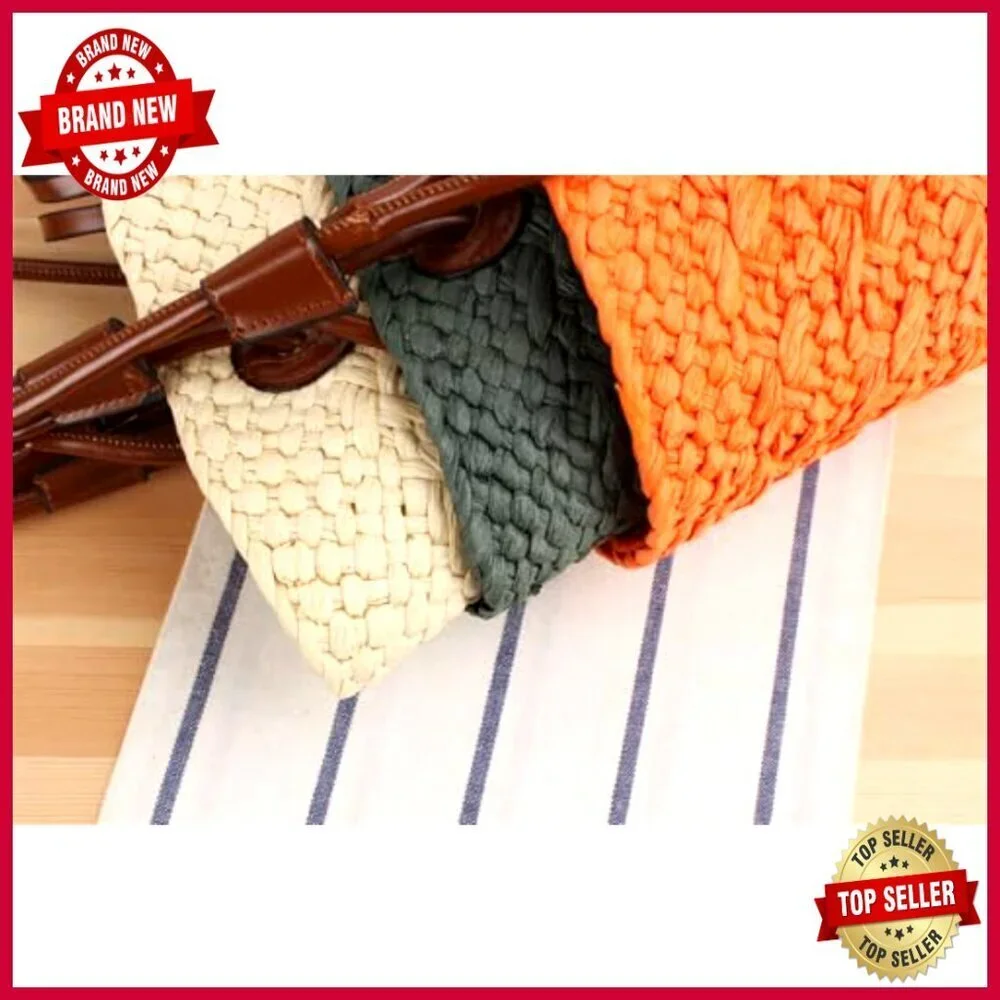Large Straw Tote Bag Handmade Woven Beach Bag Shoulder Bag